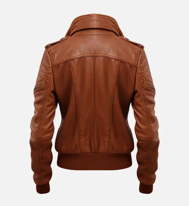 Women’s Brown Vintage Bomber Leather Jacket