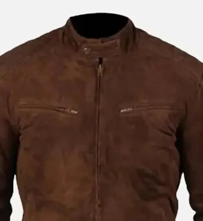 Men's Bomber Brown Suede Leather Jacket