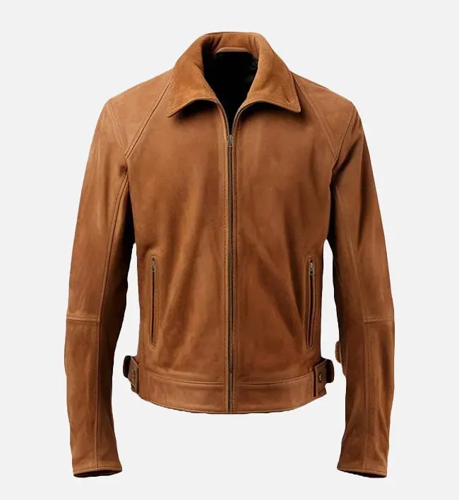 Men's Camel Brown Suede Leather Jacket