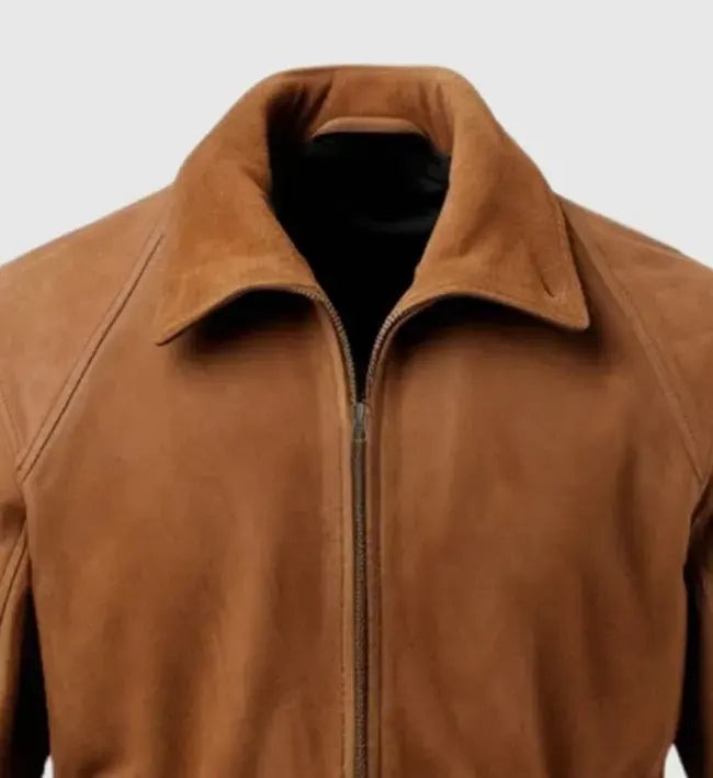 Men's Camel Brown Suede Leather Jacket