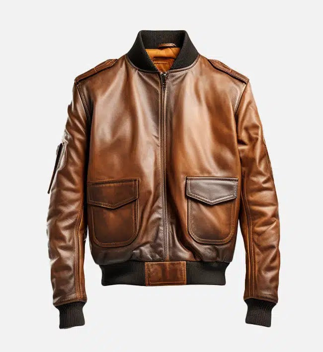 Men’s Distressed Brown Bomber Vintage Leather Jacket